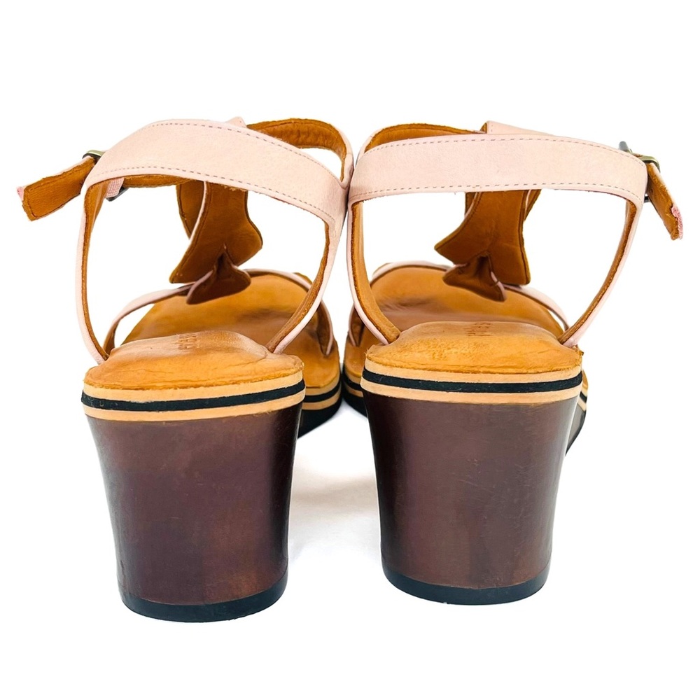 Gentle Souls Pine Heart Blush Pink Leather Wedge Sandals Size 10 - Picture 4 of 7